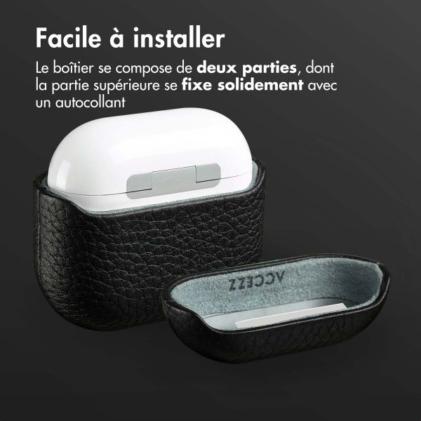 Accezz Coque en Cuir véritable Apple AirPods 4 - Noir