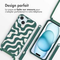 imoshion Coque design en silicone avec cordon Apple iPhone 15 - Petrol Green Groovy