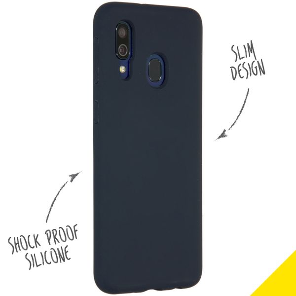 Accezz Coque Liquid Silicone Samsung Galaxy A40 - Bleu foncé