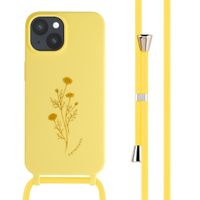 imoshion Coque design en silicone avec cordon iPhone 15 - Flower Yellow