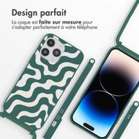 imoshion Coque design en silicone avec cordon Apple iPhone 14 Pro - Petrol Green Groovy