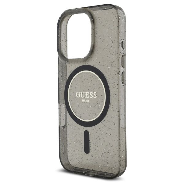 Guess MagSafe IML Glitter Case avec beads strap iPhone 16 Pro - Black