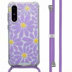 imoshion Coque Design avec cordon Samsung Galaxy A26 - Tropical Violet Flowers Connect