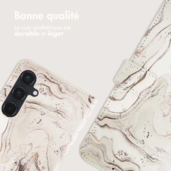 imoshion Étui de téléphone portefeuille Design Samsung Galaxy A55 - Sandy Marble