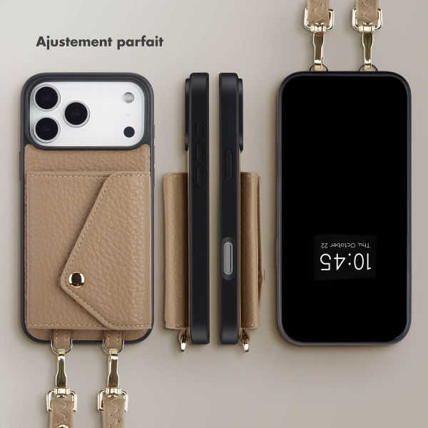 Selencia Coque de télephone Sera avec cordon et porte-cartes enveloppe Apple iPhone 17 Pro Max - Taupe
