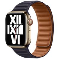 Apple Bracelet Leather Link Apple Watch Series 1 t/m 9 / SE (38/40/41 mm) | Series 10 / 11 (42 mm) - Taille S/M - Ink