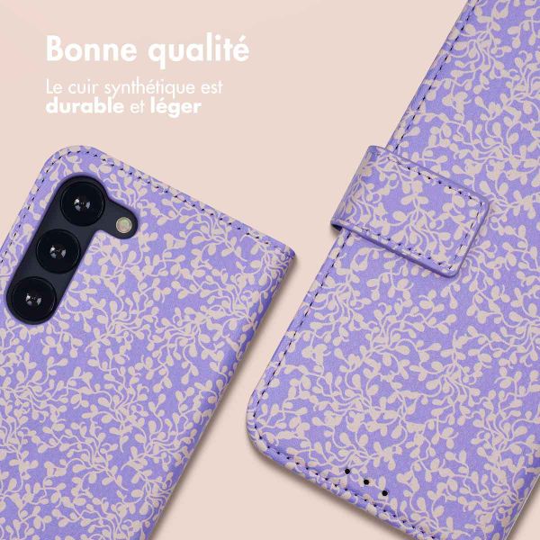 imoshion Étui de télephone portefeuille Design Samsung Galaxy S23 - Purple White Flowers