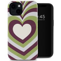 Selencia Coque arrière Vivid Tough avec MagSafe iPhone 14 - Double Hearts Plum Fern