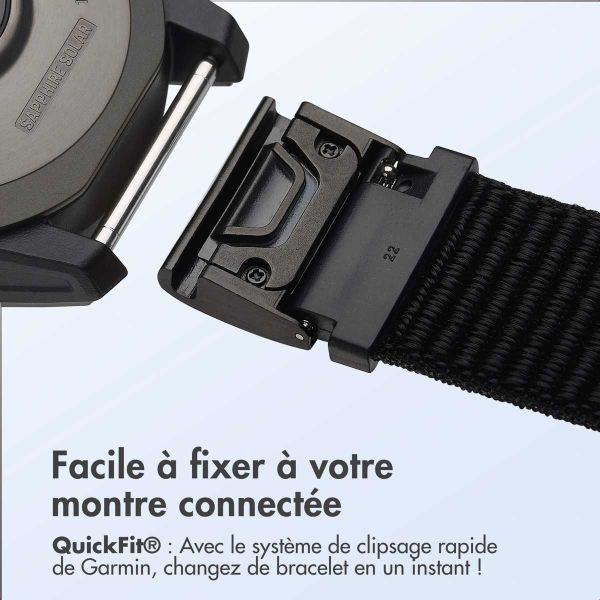imoshion Bracelet QuickFit® en nylon  - Connexion Garmin 22 mm - Taille L/XL - Noir