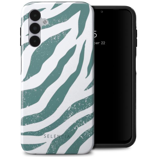 Selencia Coque arrière Vivid Tough Samsung Galaxy A14 (5G/4G) - Colorful Zebra Pine Blue