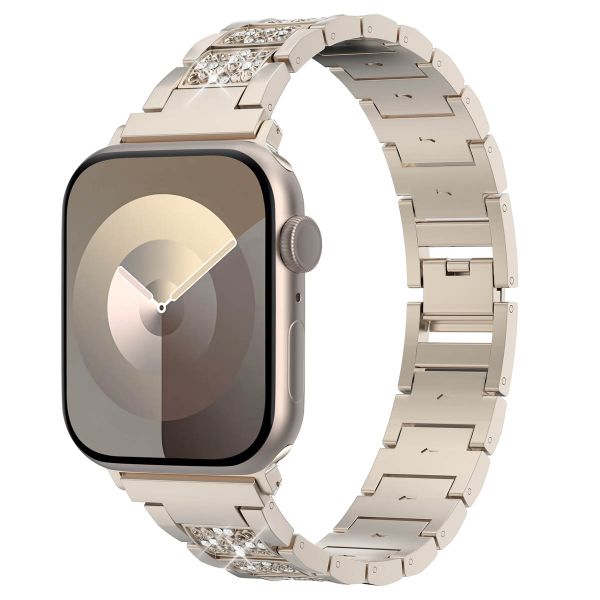 Selencia Bracelet à maillons scintillants Apple Watch Series 1 á 9 / SE (38/40/41 mm) | Series 10 (42 mm) - Champagne Or