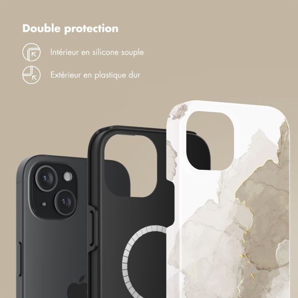 Selencia Coque arrière Vivid Tough avec MagSafe iPhone 15 - Marble Light Brown