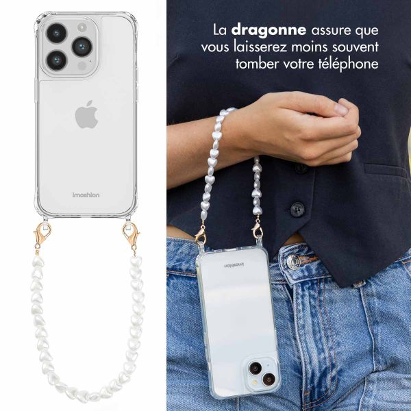 imoshion Coque avec dragonne + bracelet Apple iPhone 14 Pro Max - Perles Cœurs