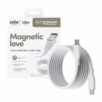Empower by PanzerGlass Câble de recharge Magnetic Snake USB-C vers USB-C - 240 W - 1.5 mètres - Silver White