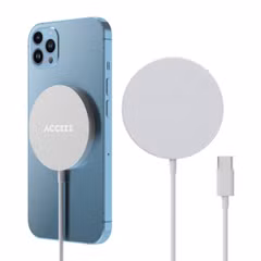 Accezz Chargeur sans fil USB-C - Chargeur sans fil MagSafe et Qi2 - 1 mètres - Blanc