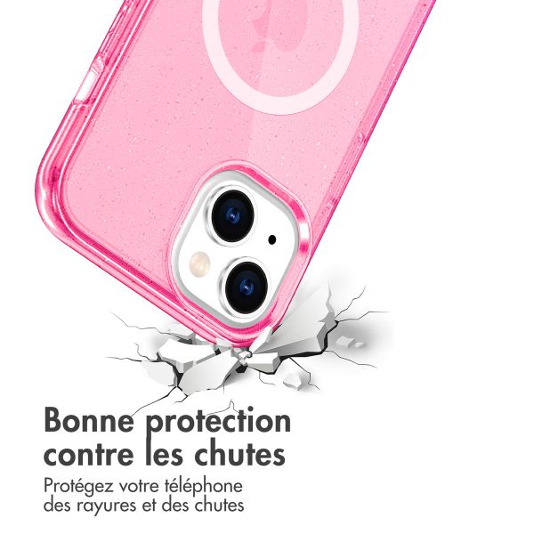 imoshion Coque Pailletée avec MagSafe Apple iPhone 14 - Paillettes Rose