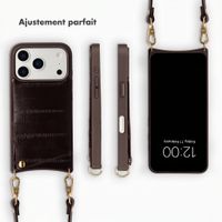 Selencia Nova coque arrière en cuir véritable avec porte-cartes Apple iPhone 17 Pro - Dark Chocolate