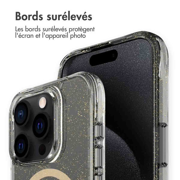 imoshion Coque arrière transparente Pailletée avec MagSafe Apple iPhone 15 Pro - Doré