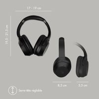 Selencia Casque sans fil Urban Play - Réduction active du bruit (ANC) - Avec étui de rangement - Midnight Black