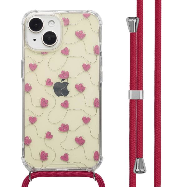 imoshion Coque Design avec cordon Apple iPhone 15 - Dusty Rose Connected Hearts
