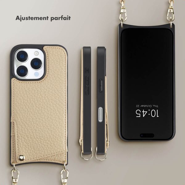 Selencia Coque arrière avec cordon et porte-cartes Nova iPhone 16 Pro - Beige