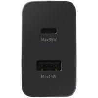 Samsung Adaptateur secteur original - Chargeur - Connexion USB-C et USB - Charge rapide - 35W - Noir