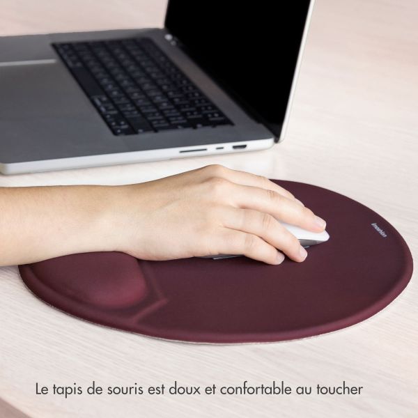 imoshion Tapis de souris ergonomique - Tapis de souris avec repose-poignet - 30 x 25 cm - Bordeaux