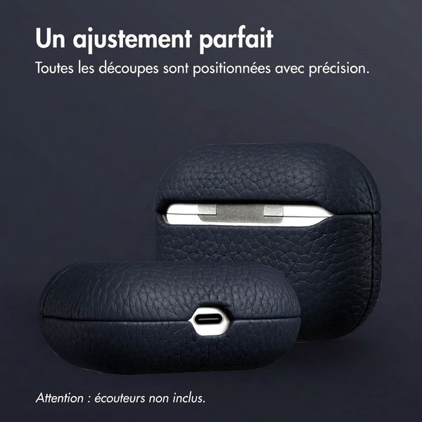 Accezz Coque en cuir véritable  Apple Airpods Pro - Bleu foncé