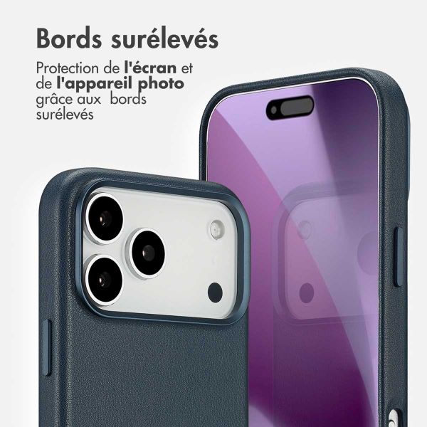 Accezz Coque arrière en cuir avec MagSafe Apple iPhone 17 Pro Max - Nightfall Blue