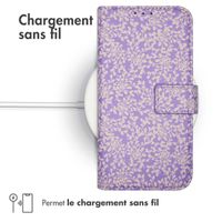 imoshion Étui de télephone portefeuille Design Apple iPhone 12 (Pro) - Purple White Flowers