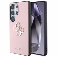 Guess Coque 4G Metal Logo Saffiano Samsung Galaxy S25 Ultra - Rose