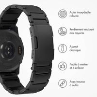 Accezz Bracelet en acier Titane mat  - Connexion Garmin 22 mm - Noir