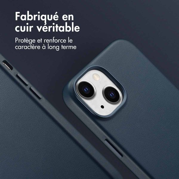 Accezz Coque arrière en cuir avec MagSafe iPhone 14 - Nightfall Blue