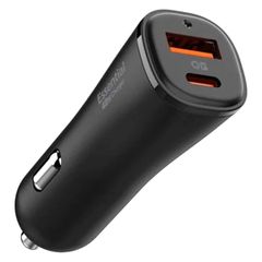 Spigen ArcStation Essential | Chargeur de voiture rapide - 1x USB-C 30 watts + 1x USB-A 18 watts - Noir