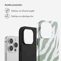 Selencia Coque arrière Vivid Tough iPhone 14 Pro - Colorful Zebra Sage Green