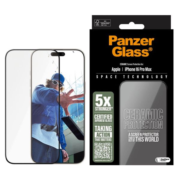 PanzerGlass Protecteur d'écran en céramique avec applicateur iPhone 16 Pro Max