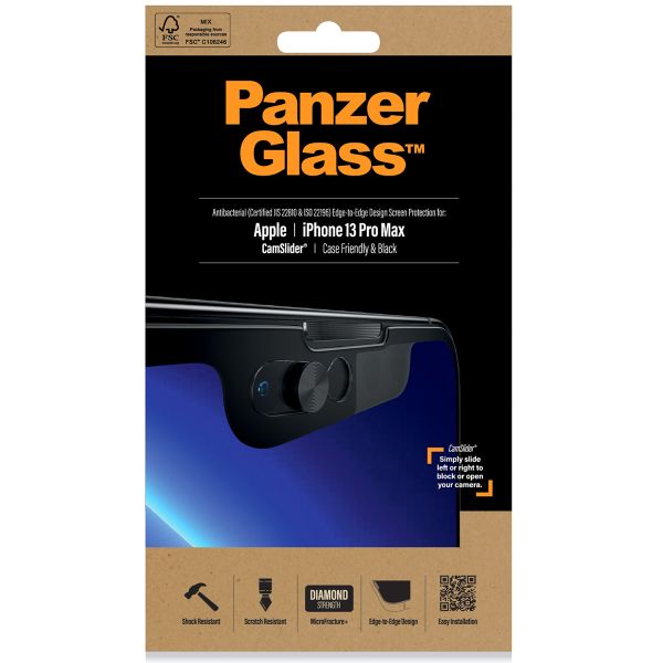 PanzerGlass Protection d'écran en verre trempé CamSlider™ Case Friendly Apple iPhone 13 Pro Max - Noir