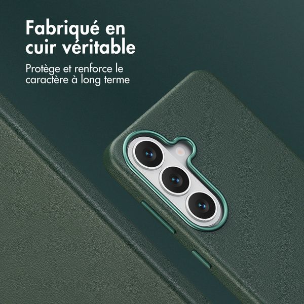 Accezz Coque arrière en cuir avec MagSafe Samsung Galaxy S26 Plus - Cedar Green
