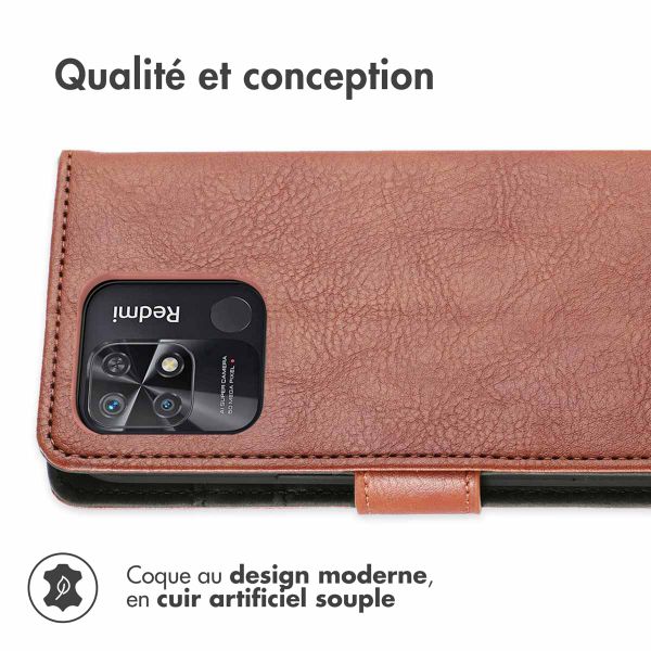 imoshion Étui de téléphone portefeuille Luxe Xiaomi Redmi 10C - Brun