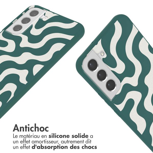 imoshion Coque design en silicone avec cordon Samsung Galaxy S22 - Petrol Green Groovy