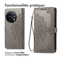 imoshion Etui de téléphone portefeuille Mandala OnePlus 11 - Gris