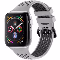 imoshion ﻿Boucle de bracelet de sport en silicone Apple Watch Series 1-9 / SE - 38/40/41 mm / Series 10 - 42 mm - Gris / Noir