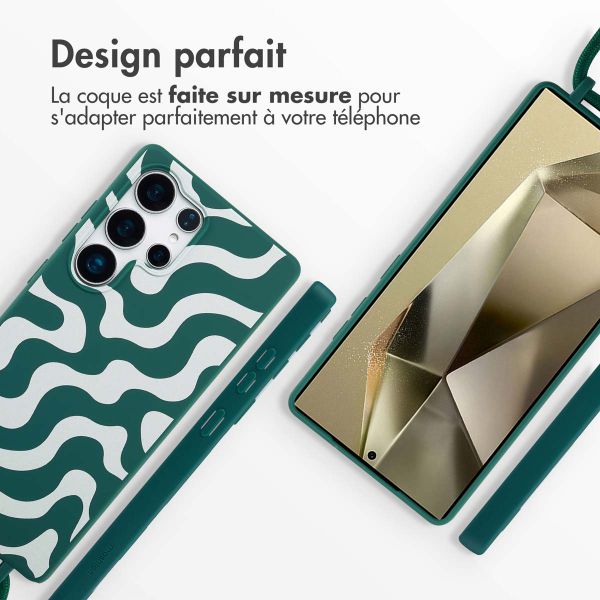 imoshion Coque design en silicone avec cordon Samsung Galaxy S25 Ultra - Petrol Green Groovy