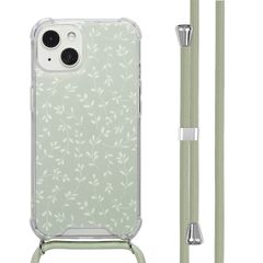 imoshion Coque Design avec cordon Apple iPhone 13 - Smoke Green Flowers