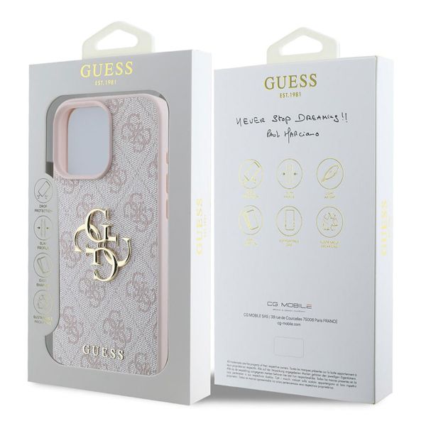 Guess Coque 4G Metal Logo Backcover Apple iPhone 16 Pro - Rose