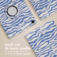 imoshion Coque tablette Design rotatif à 360° Samsung Galaxy Tab A9 Plus - White Blue Stripes