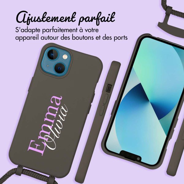 Coque de couleur personnalisée MagSafe avec cordon amovible  et nom iPhone 13 - Black Coffee