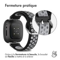 imoshion Bracelet sportif en silicone Fitbit Versa 4 / 3 / Sense (2) - Noir/Gris