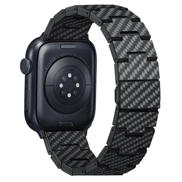 Pitaka Bracelet en fibre de carbone Apple Watch | 44/45/46/49 mm - Retro Carbon Black