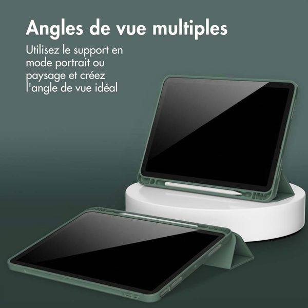 Accezz Coque tablette portefeuille Smart Silicone Apple iPad Air 13 pouces (2026) M4 / (2025) M3 / (2024) M2 - Vert foncé